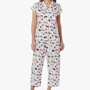 The CAT’S Pajamas Women’s Sushi Print Short Sleeve Capris Pajama Set
